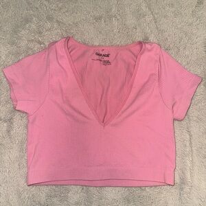 Garage Pink Crop Fitted T-Shirt